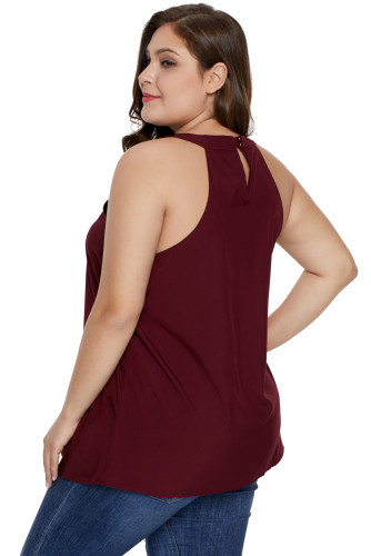 Plus Size Wine Challis Goddess Lattice Tank