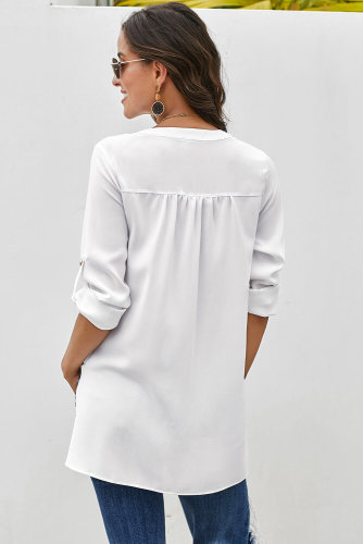 White Get You Covered Drape Front Layered Blouse