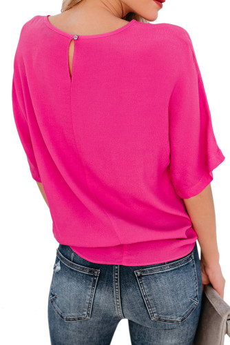 Rose Short Sleeve Crew Neck Bow T-Shirt