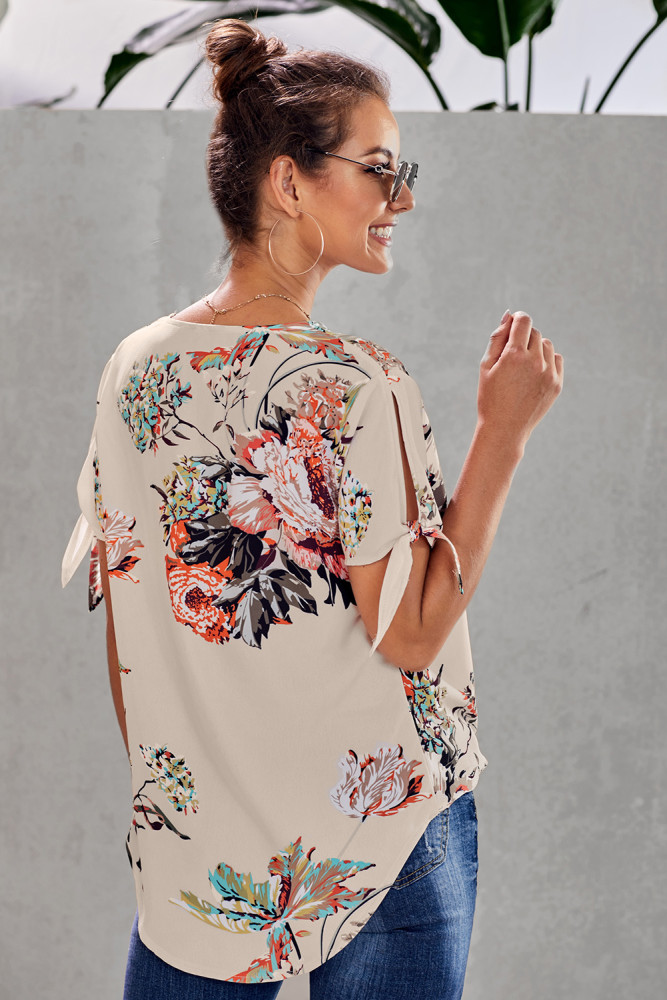 Apricot Floral Twist Top