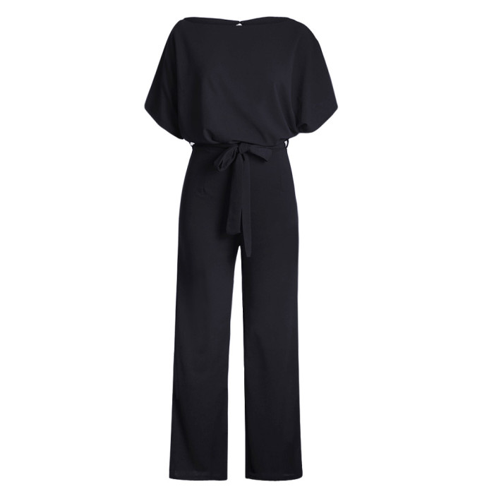 Black Oh So Glam Belted Wide Leg Jumpsuit
