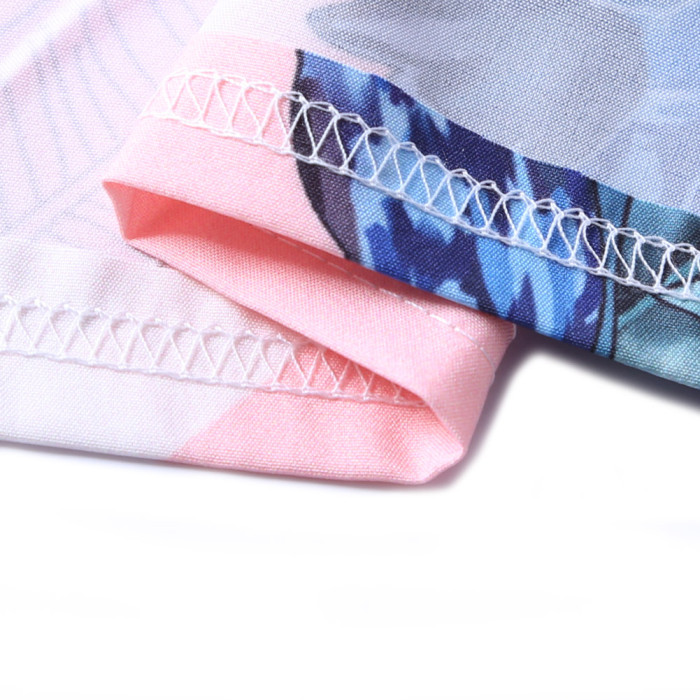 Sky Blue Sleeveless Flower Printed Tank Top