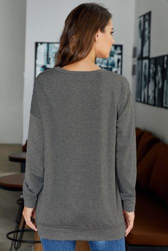 Gray Impress Me Long Sleeve Zipper Top