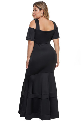Black Cold Shoulder Plus Size Mermaid Dress