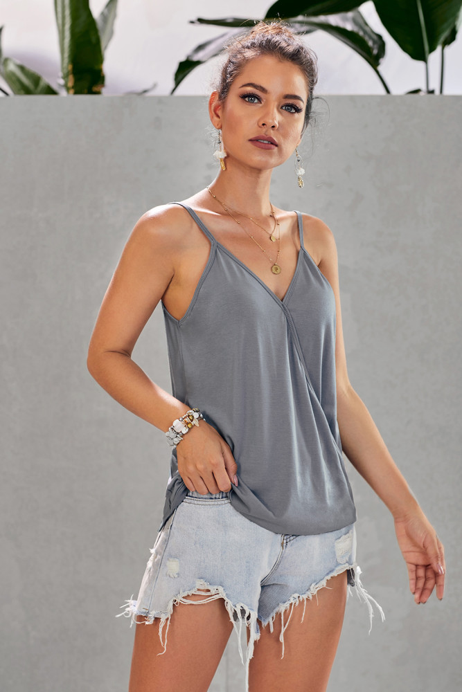 Gray Spaghetti straps Slip Camisole