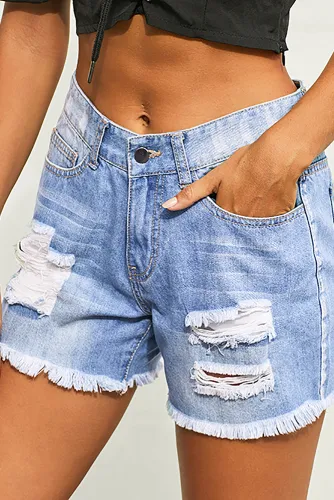 Blue Ripped Vintage Denim Shorts