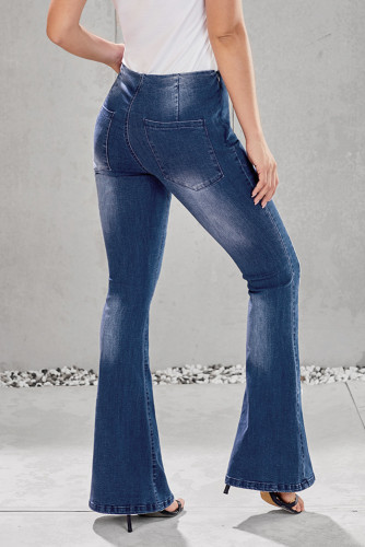 Blue Bring On The Peace Dark Denim Flare Jeans