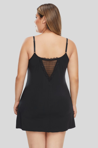 Black Lace Trim Plus Size Chemise