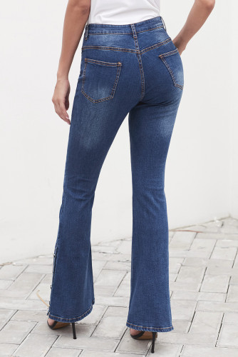 Blue Anchor Point Bell Bottom Jeans