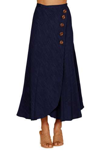 Blue Buttoned Maxi Skirt