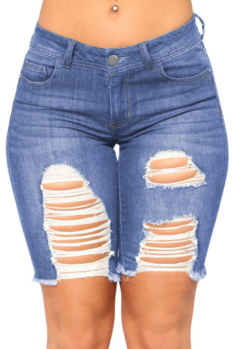 Blue Making Waves Denim Bermudas