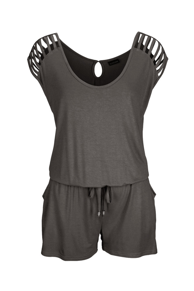 Gray Loose Fitting Short Jumpsuit