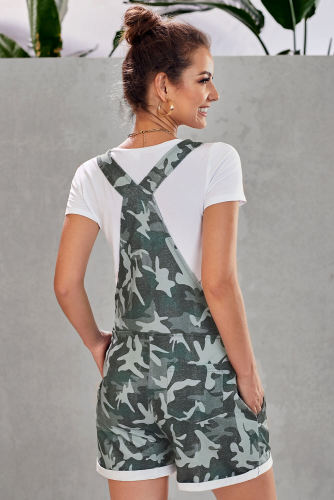 Green Camo Pocketed Short Overall