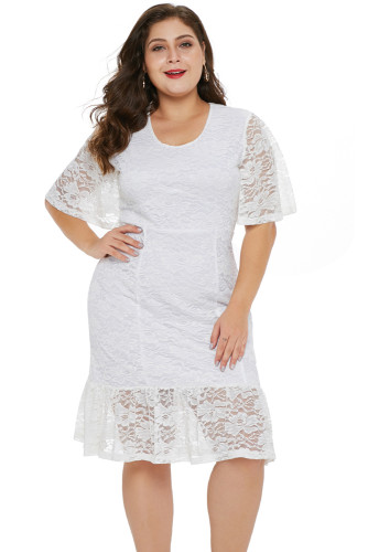 White Plus Size Lace Dress
