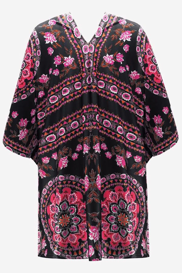 Black Floral Kimono Cardigan Open Front Cover Up