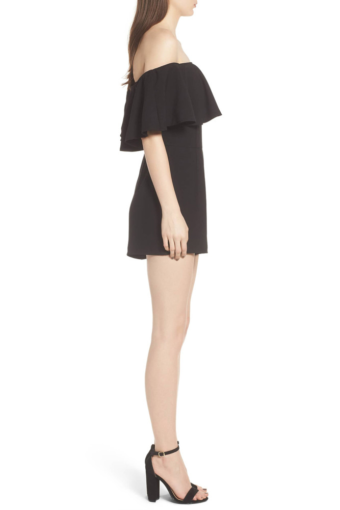 Black Strapless Flounce Romper