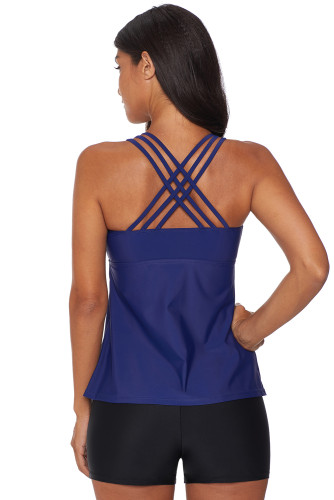 Solid Blue Tankini Swimwear