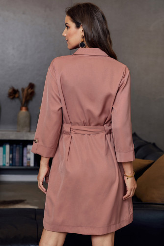 Pink Seeker Belted Shirt Dress