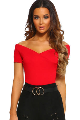 Red Wild Love Bardot Bodysuit