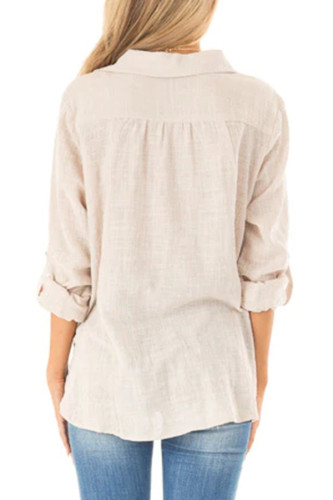 Beige Button up Front Tie Top
