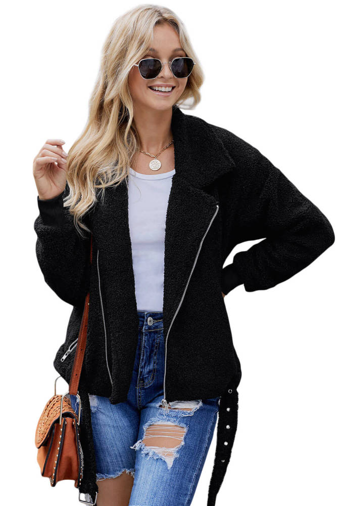 Black Niagara Falls Pocketed Sherpa Jacket