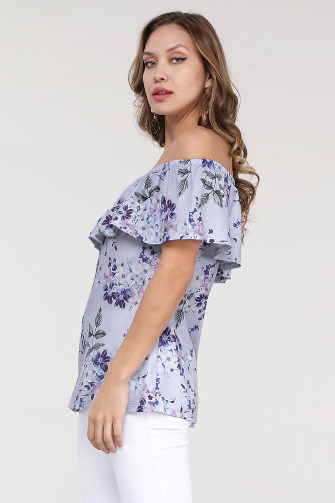 Purple Grow with Me Off The Shoulder Floral Top