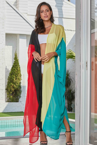 Multicolor Block Beachwear Cover up