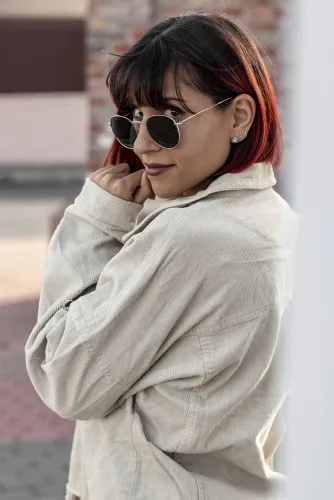 Beige Distressed Cotton Cordury Jacket