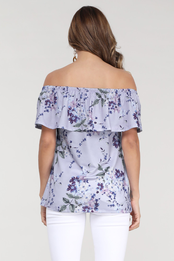 Purple Grow with Me Off The Shoulder Floral Top
