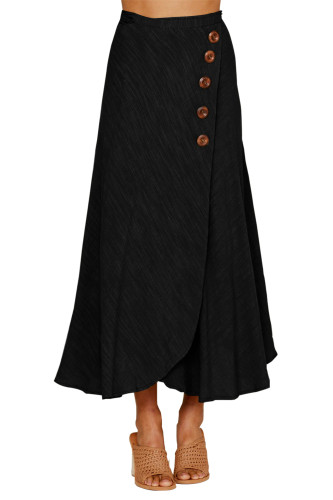 Black Buttoned Maxi Skirt