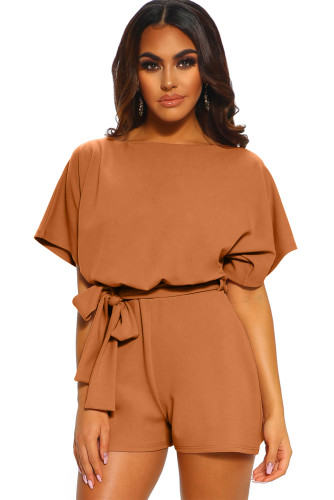 Brown Over The Top Belted Playsuit