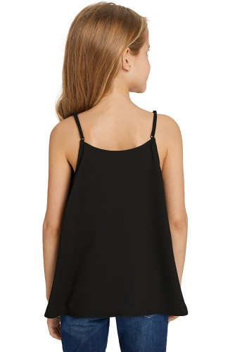 Black Girls Sleeveless Button Down Cami Tank