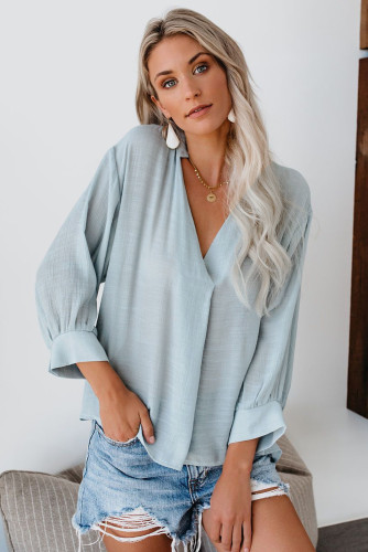 Sky Blue Long Walks on The Beach Blouse