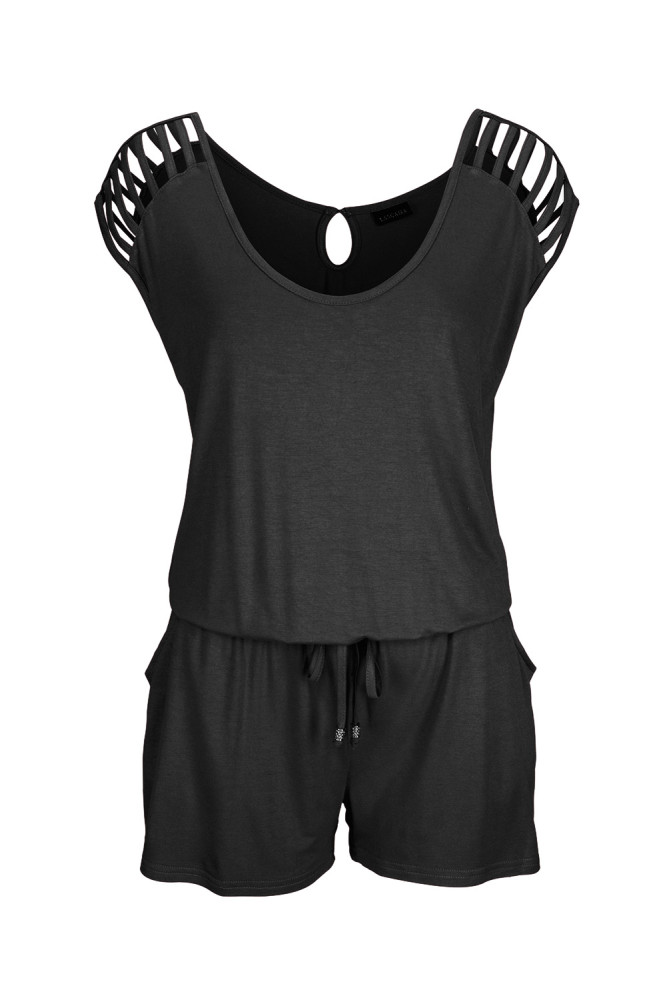 Black Loose Fitting Short Jumpsuit