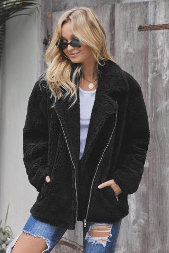 Black Breaker Pocketed Sherpa Statement Jacket