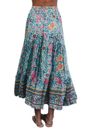 Floral Elastic Waist Maxi Skirt