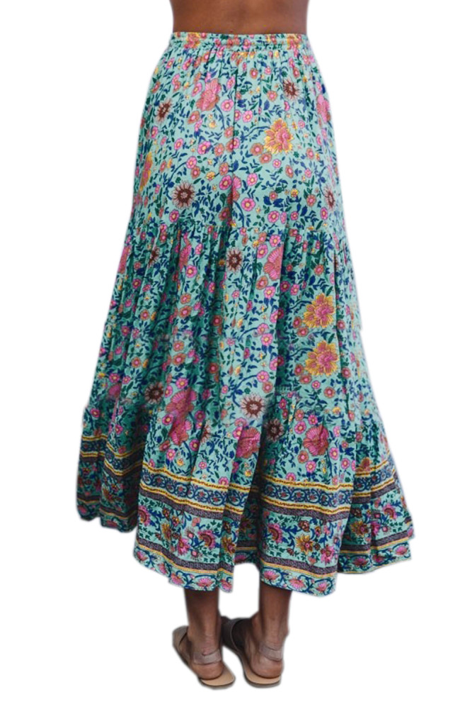 Floral Elastic Waist Maxi Skirt