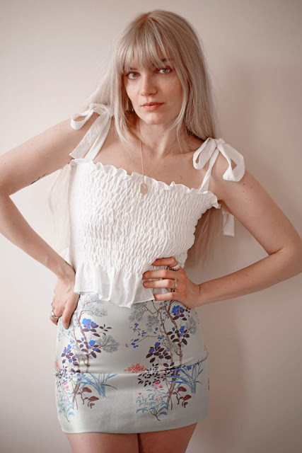 White Frill Tie Shoulder Strap Vest