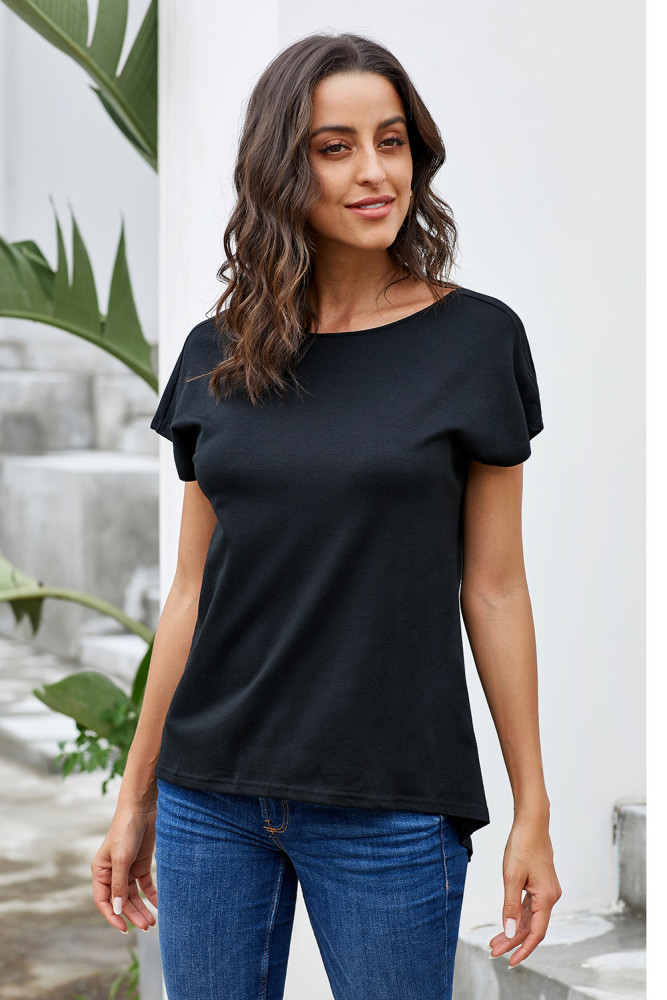 Black Criss Cross Short Sleeve T Shirt