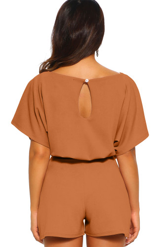Brown Over The Top Belted Playsuit