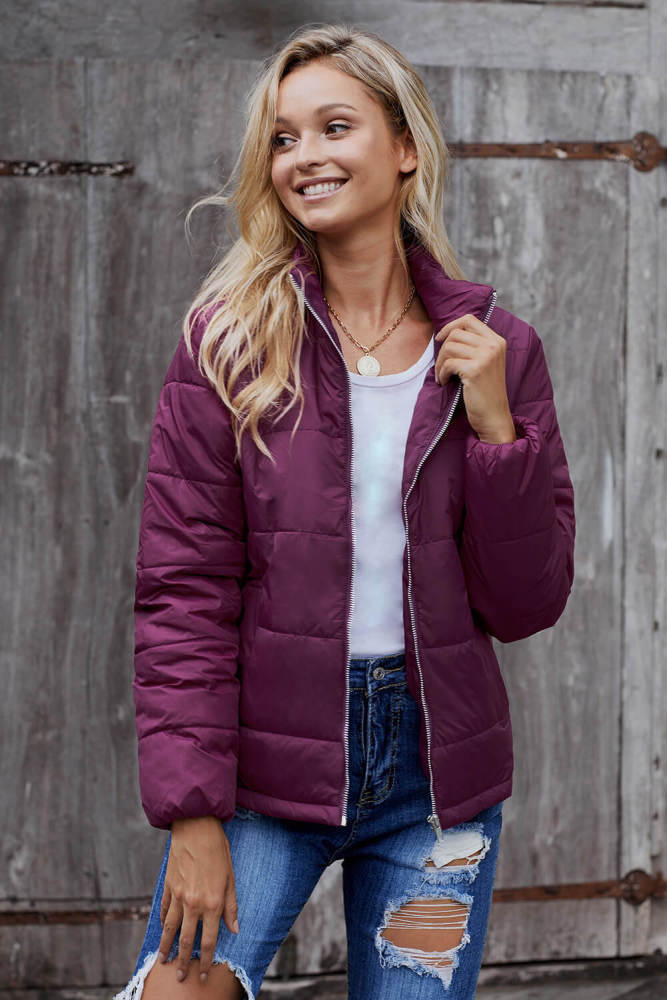 Fuchsia Mammoth Pocketed Puffer Jacket