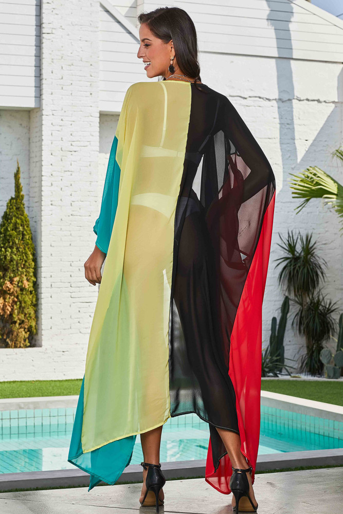 Multicolor Block Beachwear Cover up