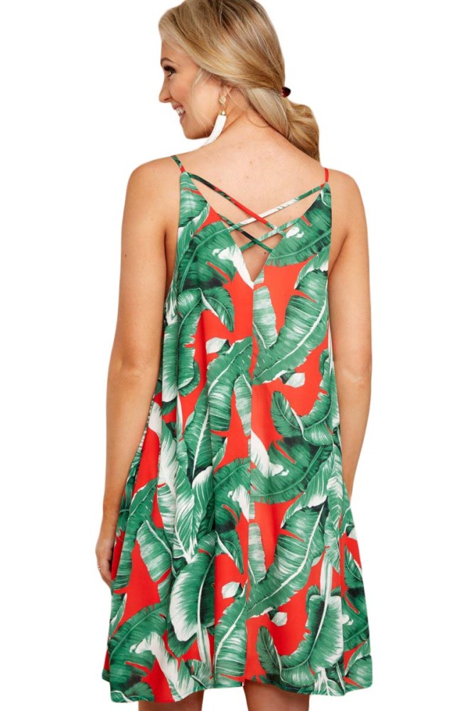 Fingers Crossed Dress In Green Palms