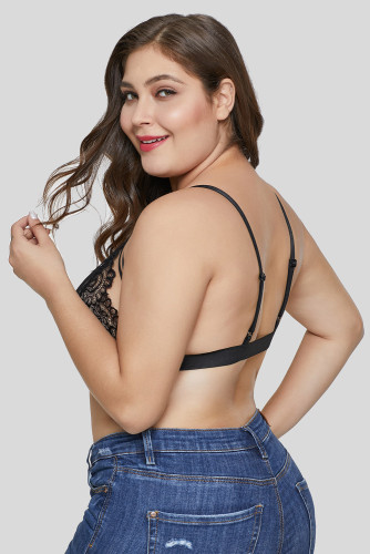 Black Floral Plus Size Bralette