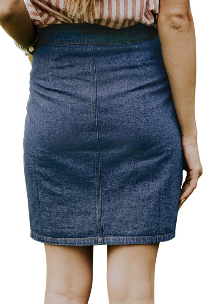 Blue Chic Button up Denim Skirt
