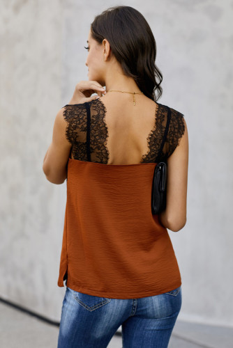 Orange One More Night Lace Cami Tank