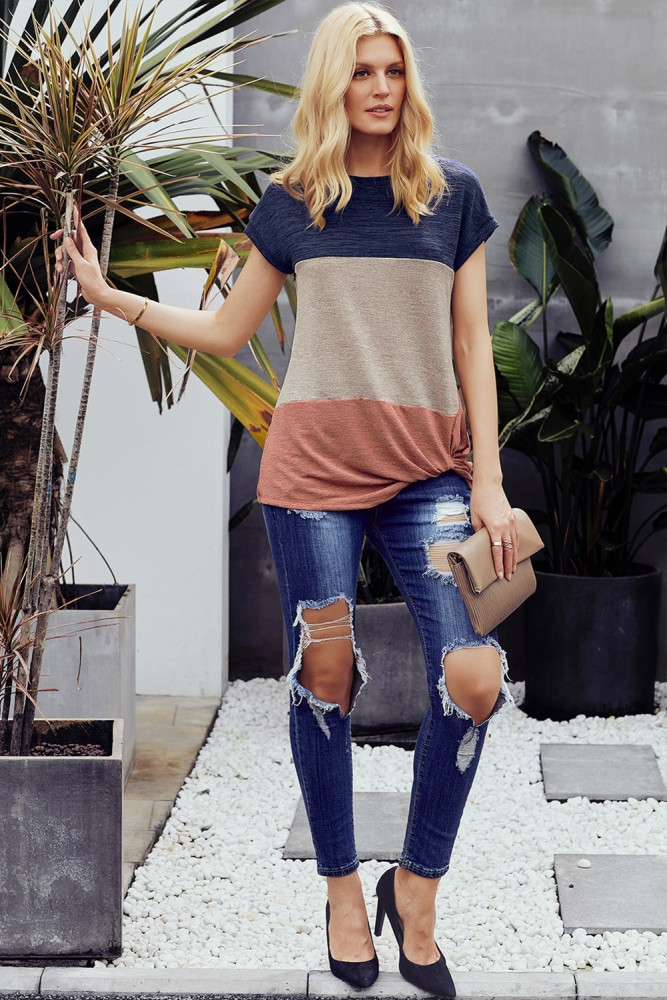 Jaxon Color Block Twist Tee
