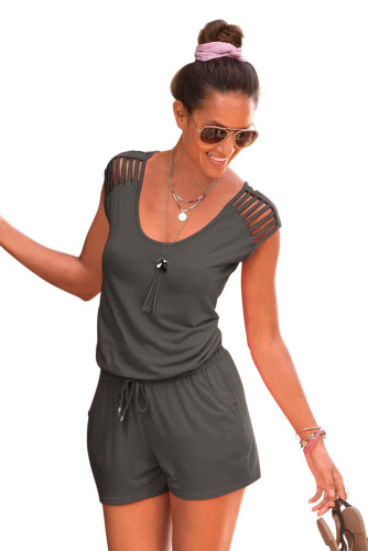 Gray Loose Fitting Short Jumpsuit