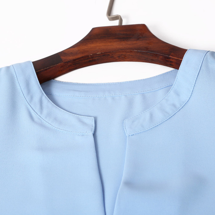 Sky Blue V Cut Buttoned Tank Top