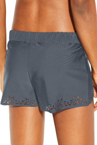 Gray Laser Cut Swim Shorts